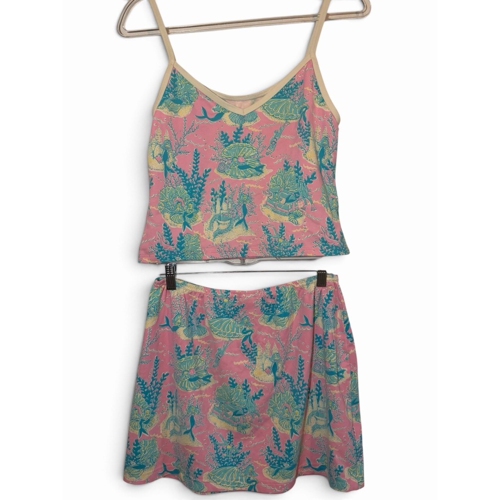 Vintage Rare Lilly Pulitzer Under The Sea Mermaid Set Tank XL & Skirt Size Large